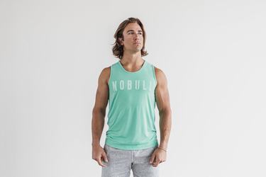 Nobull Men's Tank Tops Light Turquoise | Australia (GU7231)